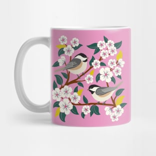 Chickadee birds among the flowers Mug